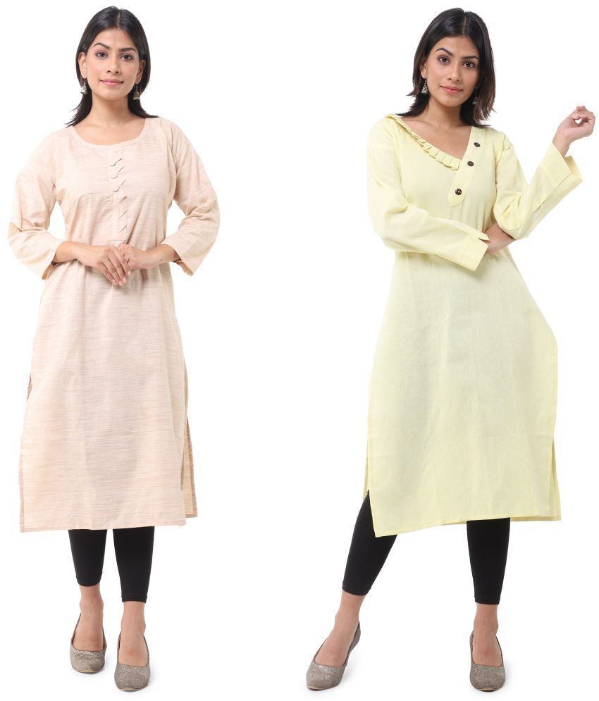     			DESHBANDHU DBK - Multicolor Cotton Women's Straight Kurti ( Pack of 2 )