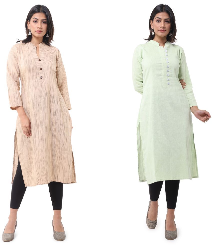     			DESHBANDHU DBK - Multicolor Cotton Women's Straight Kurti ( Pack of 2 )