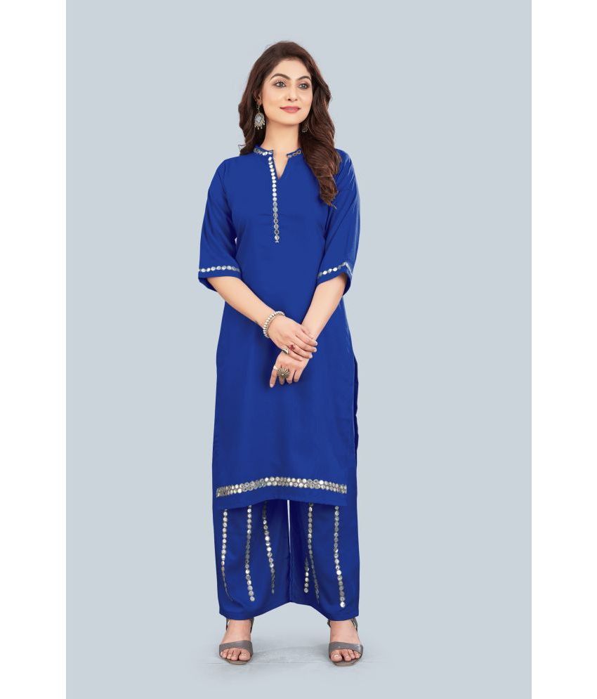     			HELWIN DESIGNER - Blue Straight Rayon Women's Stitched Salwar Suit ( Pack of 1 )