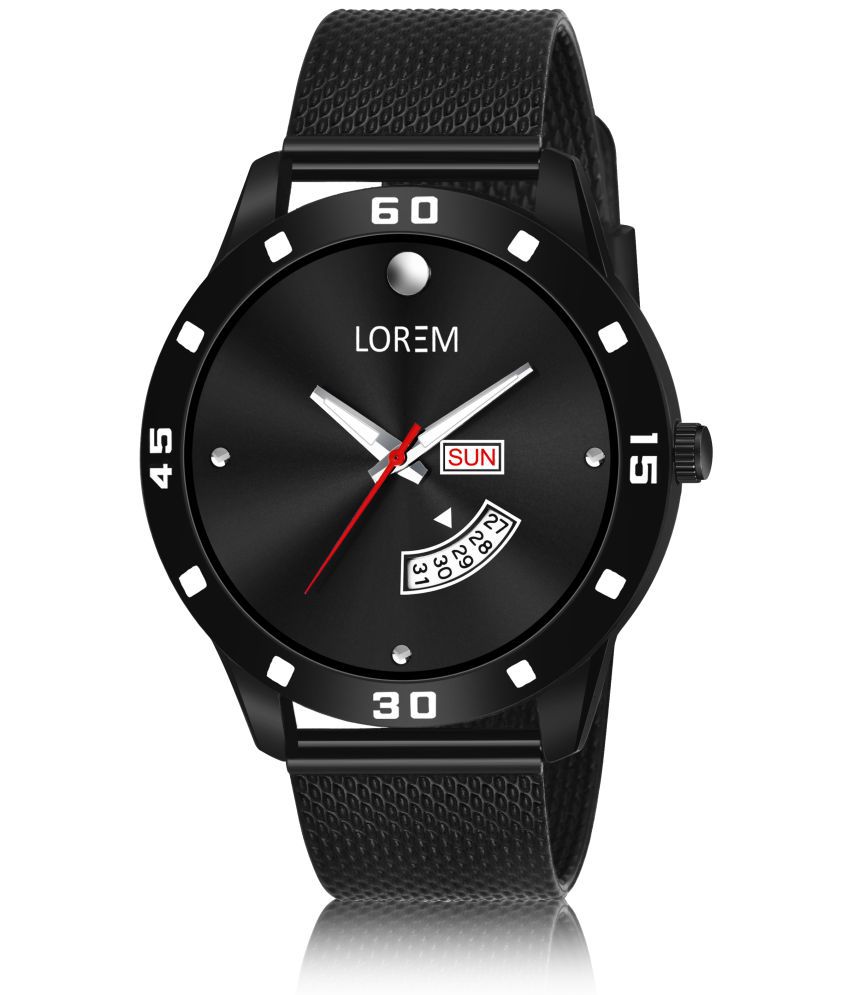     			Lorem - Black Plastic Analog Men's Watch