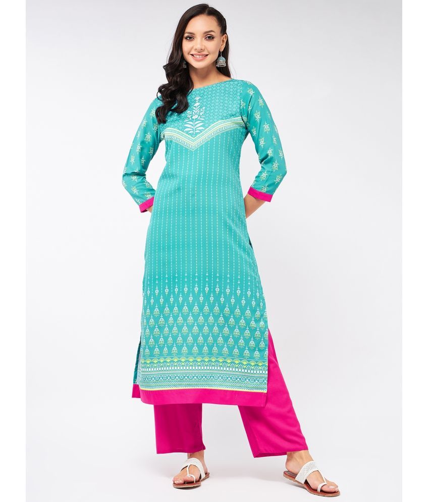     			Pannkh - Blue Rayon Flex Women's Straight Kurti ( Pack of 1 )