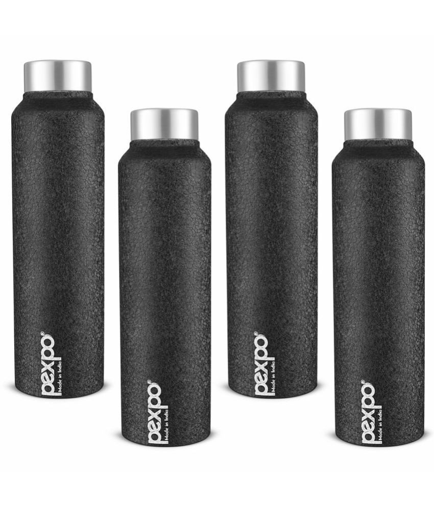     			PEXPO 1000 ml Stainless Steel Fridge Water Bottle (Set of 4, Black, Chromo)