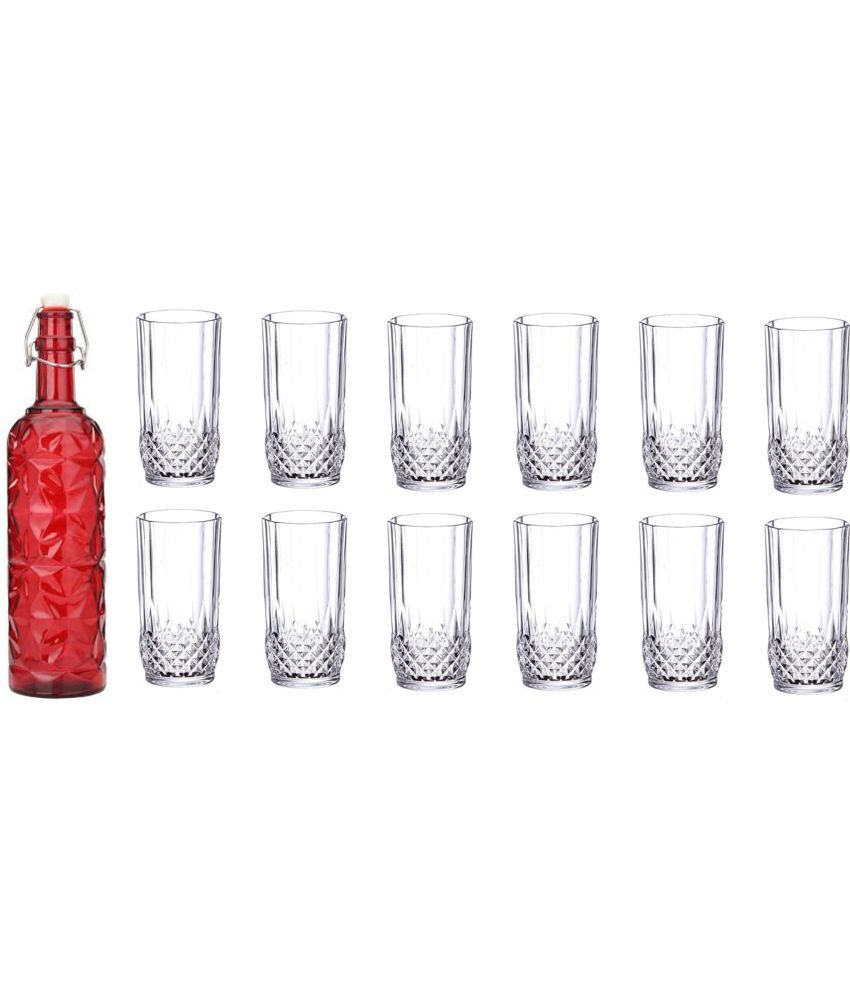     			Somil - Glass & Bottle Drinks Serving Lemon Set Red Water Bottle 1000 mL ( Set of 1 )