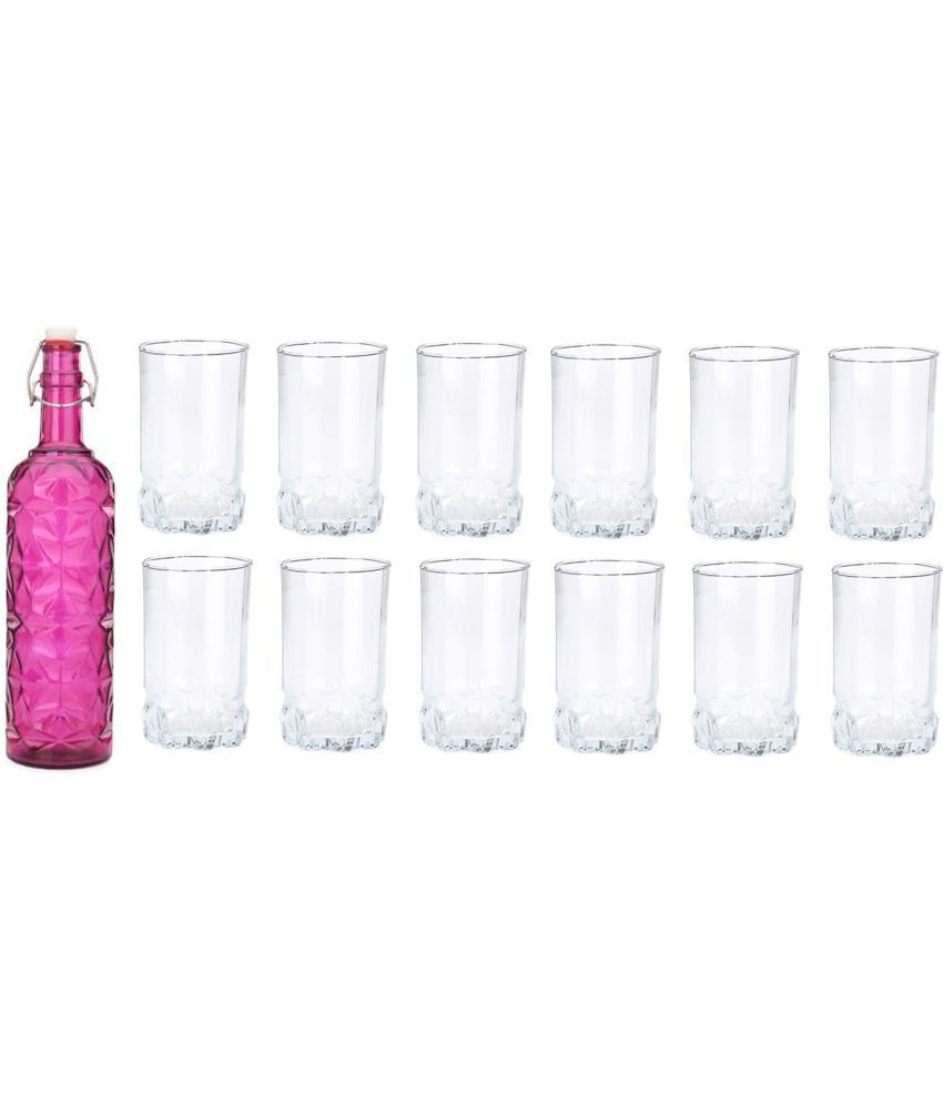     			Somil - Glass & Bottle Drinks Serving Lemon Set Pink Water Bottle 1000 mL ( Set of 1 )