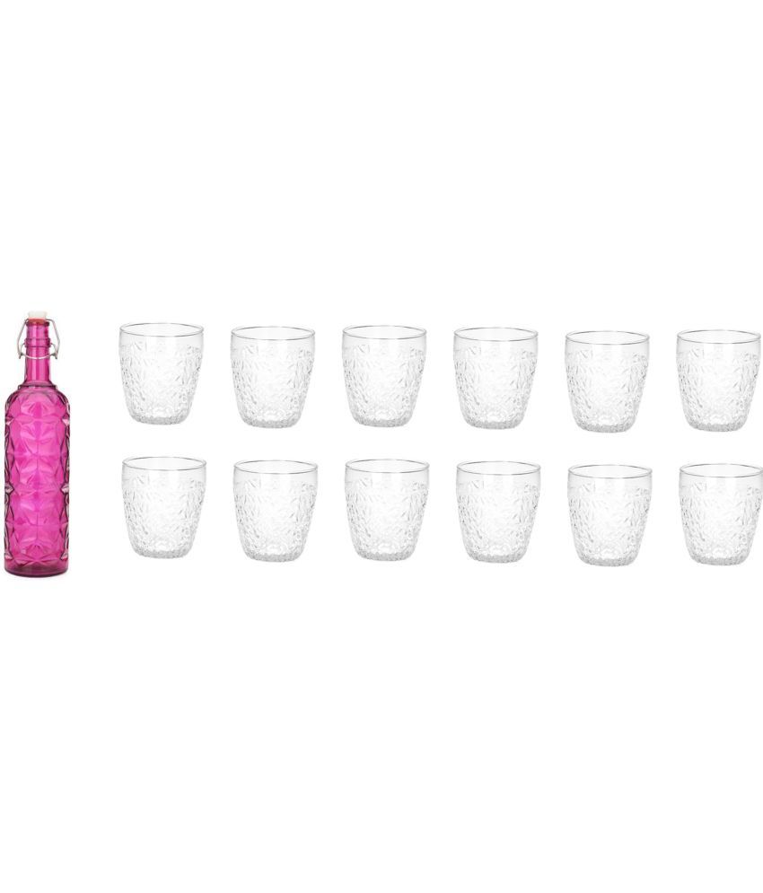     			Somil - Glass & Bottle Drinks Serving Lemon Set Pink Water Bottle 1000 mL ( Set of 1 )