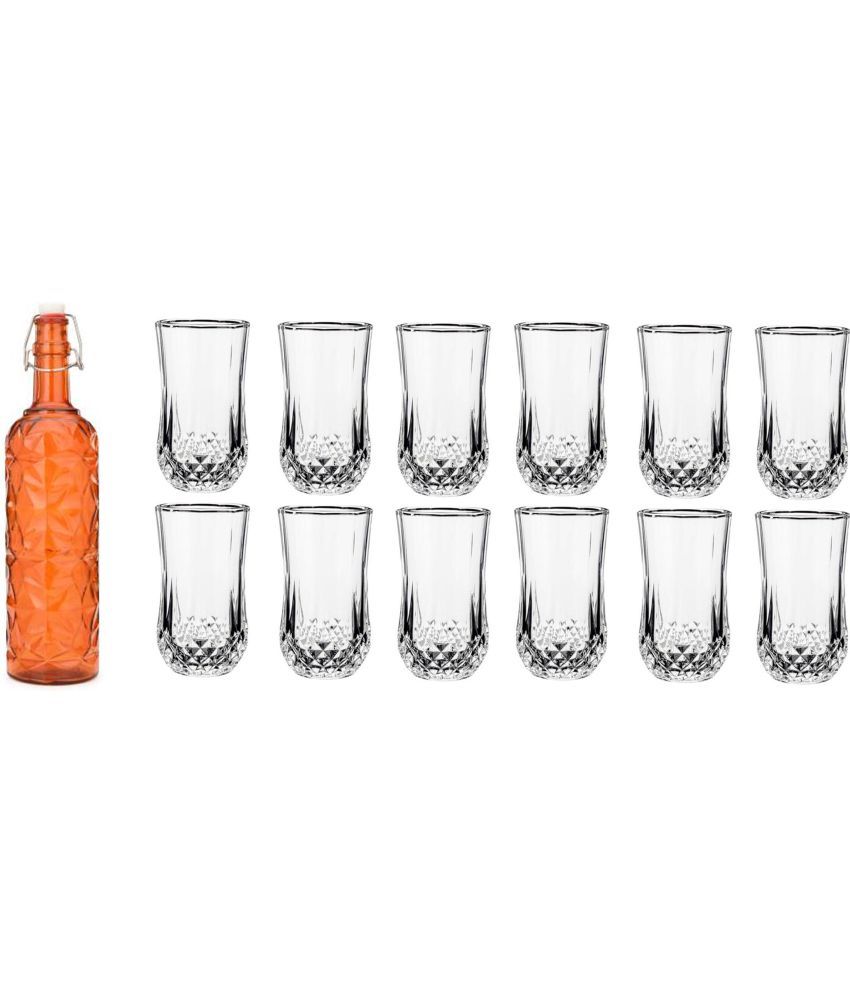     			Somil - Glass & Bottle Drinks Serving Lemon Set Orange Water Bottle 1000 mL ( Set of 1 )