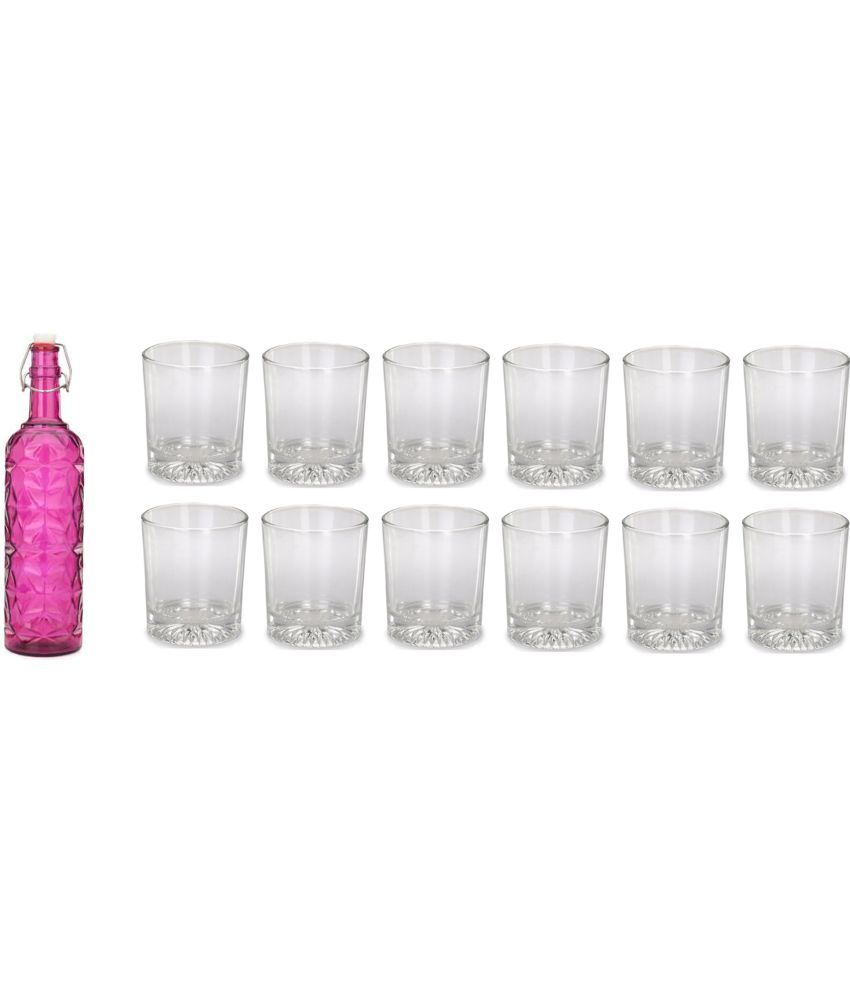     			Somil - Glass & Bottle Drinks Serving Lemon Set Pink Water Bottle 1000 mL ( Set of 1 )