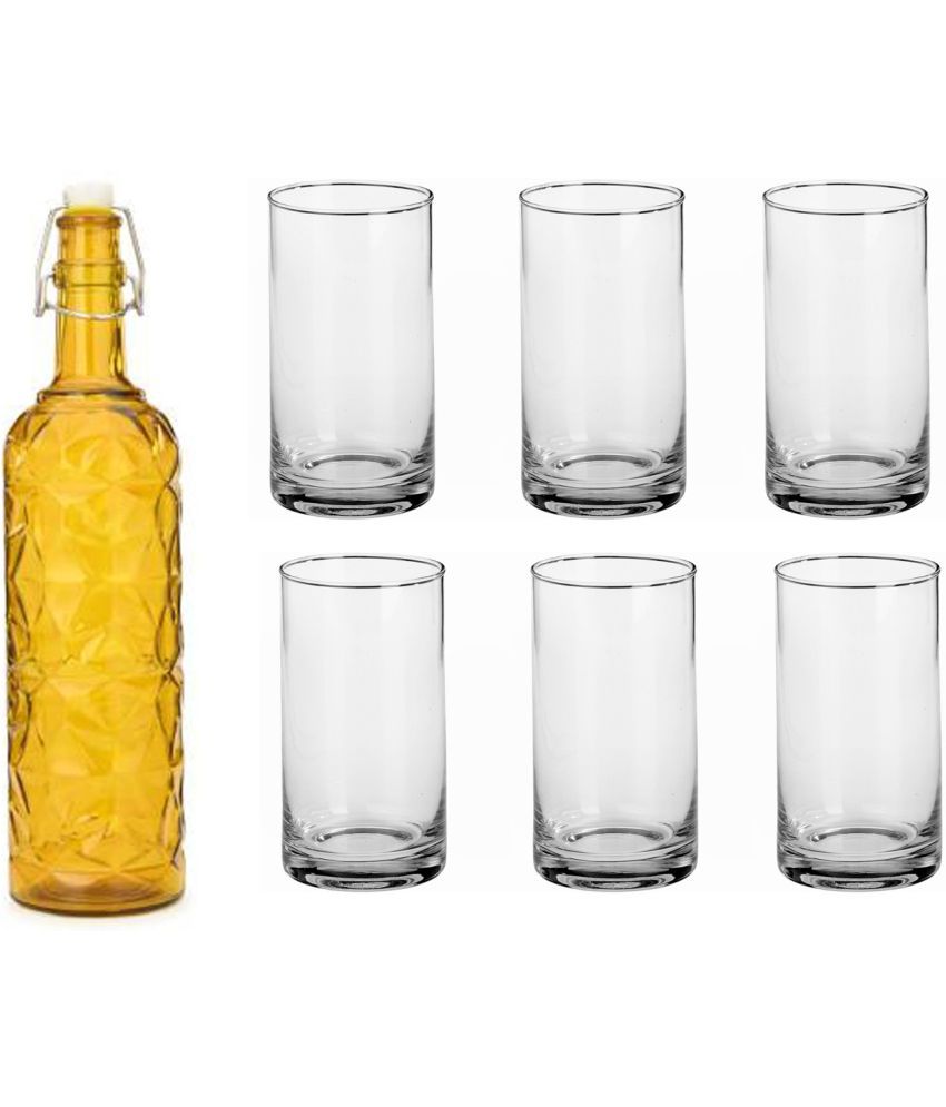     			Somil - Glass & Bottle Drinks Serving Lemon Set Yellow Water Bottle 1000 mL ( Set of 1 )