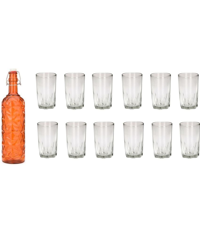     			Somil - Glass & Bottle Drinks Serving Lemon Set Orange Water Bottle 1000 mL ( Set of 1 )