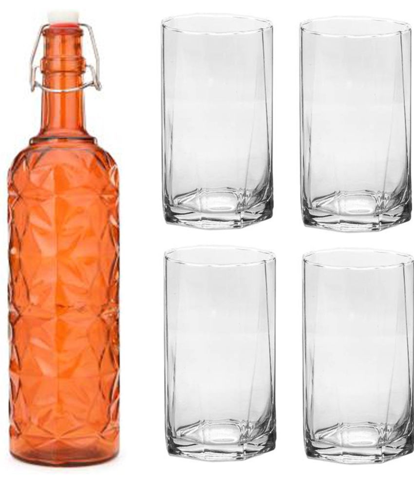     			Somil - Glass & Bottle Drinks Serving Lemon Set Orange Water Bottle 1000 mL ( Set of 1 )