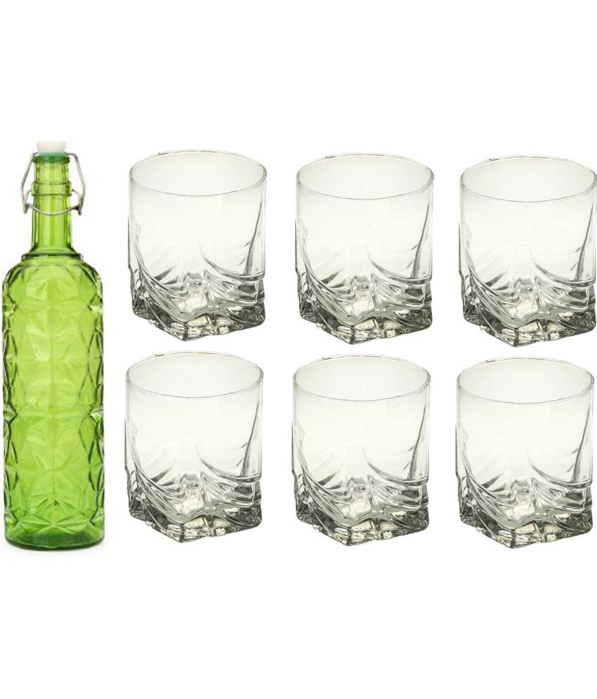     			Somil - Glass & Bottle Drinks Serving Lemon Set Green Water Bottle 1000 mL ( Set of 1 )