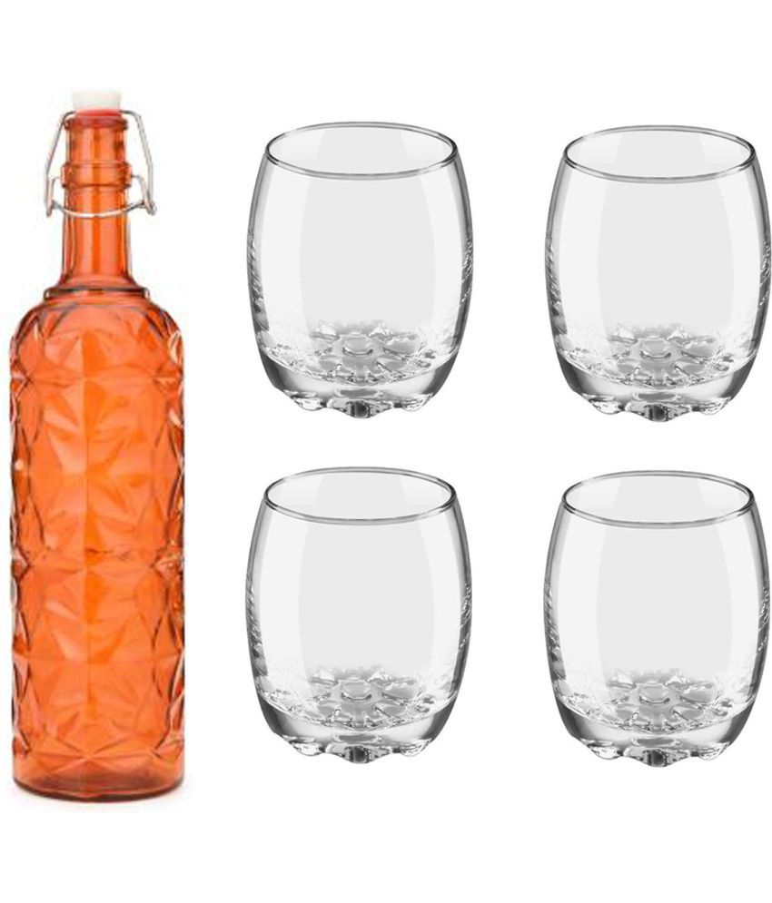     			Somil - Glass & Bottle Drinks Serving Lemon Set Orange Water Bottle 1000 mL ( Set of 1 )