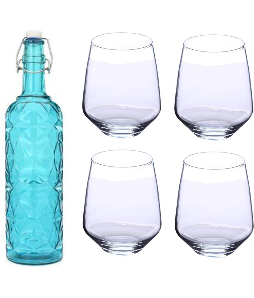     			Somil - Glass & Bottle Drinks Serving Lemon Set Blue Water Bottle 1000 mL ( Set of 1 )