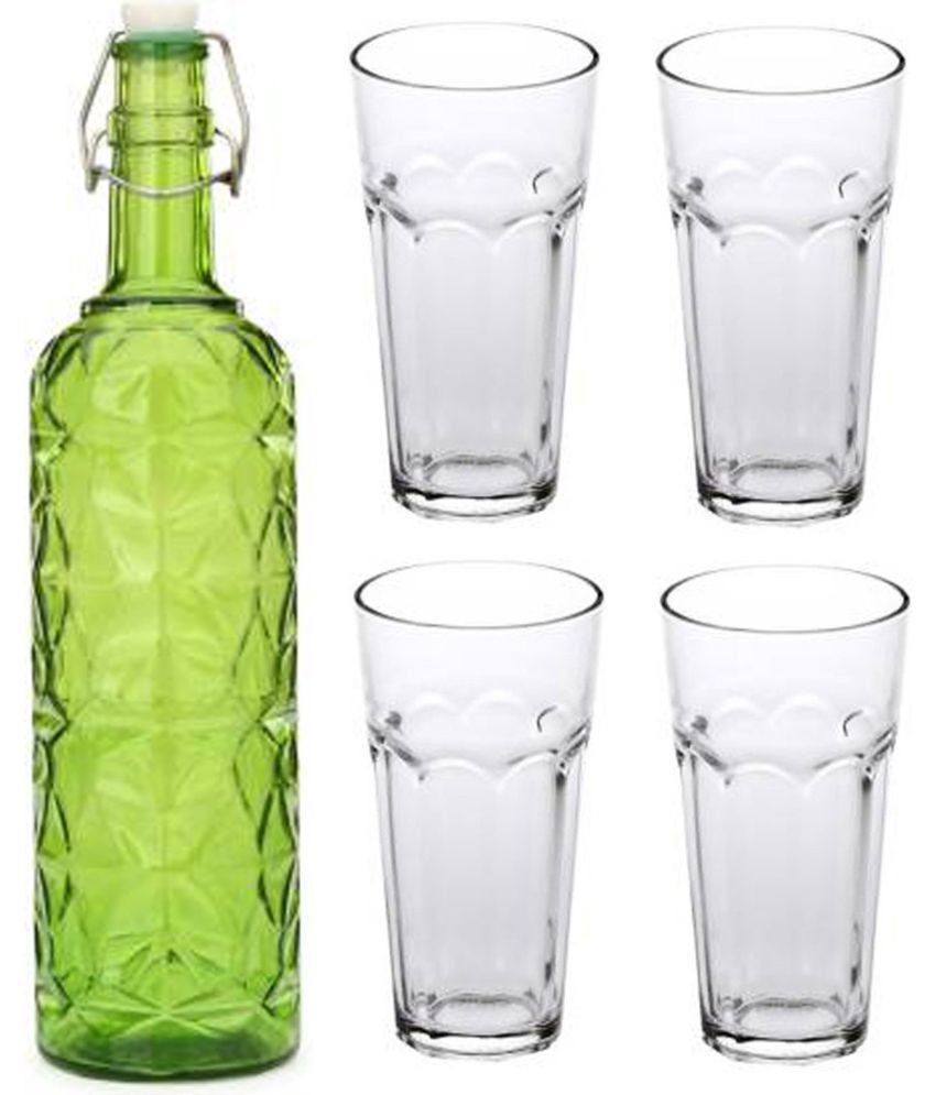     			Somil - Glass & Bottle Drinks Serving Lemon Set Green Water Bottle 1000 mL ( Set of 1 )