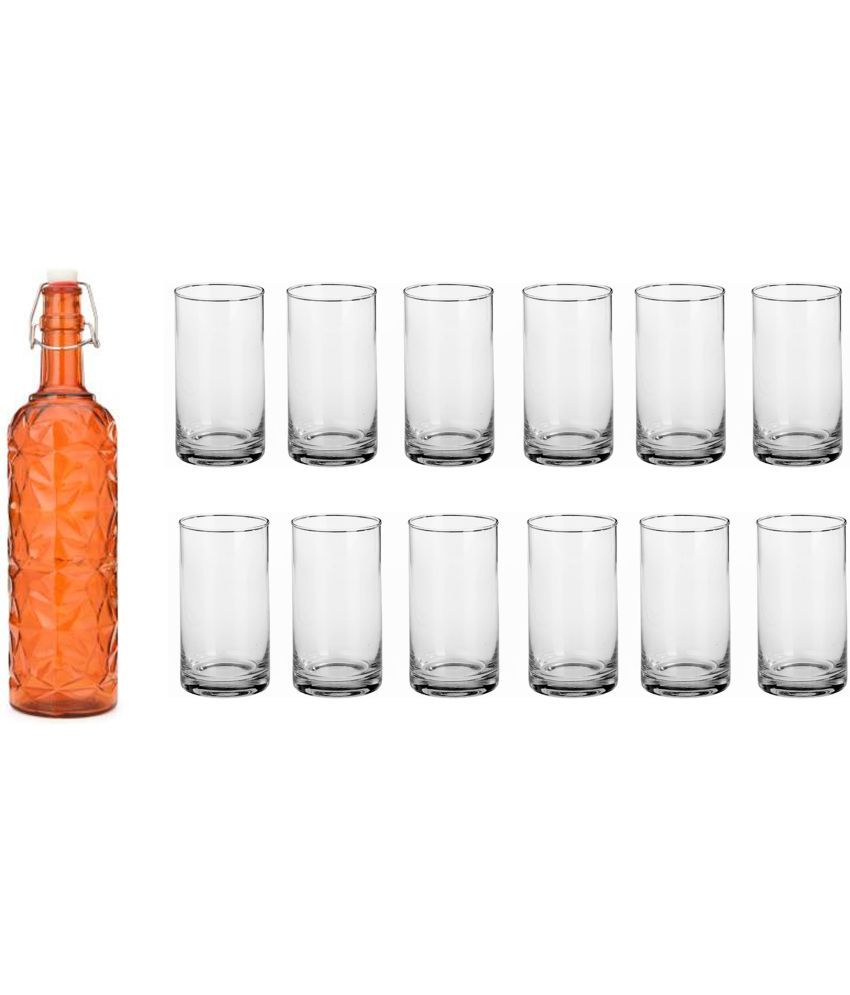     			Somil - Glass & Bottle Drinks Serving Lemon Set Orange Water Bottle 1000 mL ( Set of 1 )