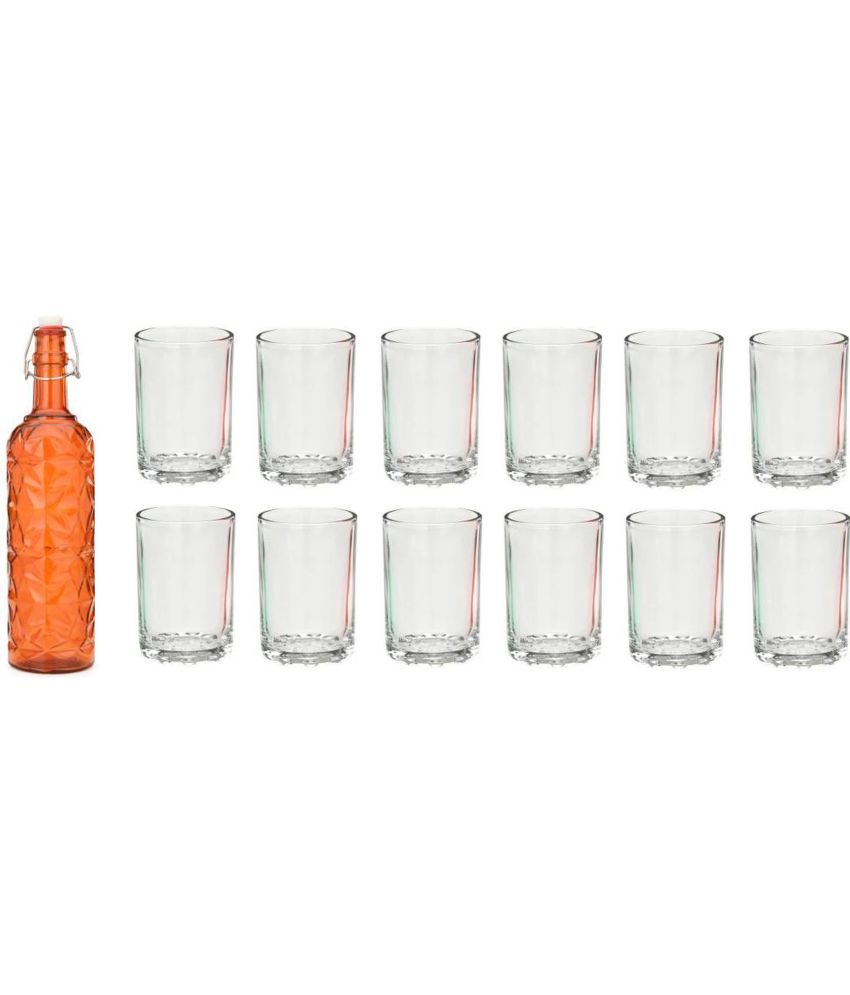     			Somil - Glass & Bottle Drinks Serving Lemon Set Orange Water Bottle 1000 mL ( Set of 1 )