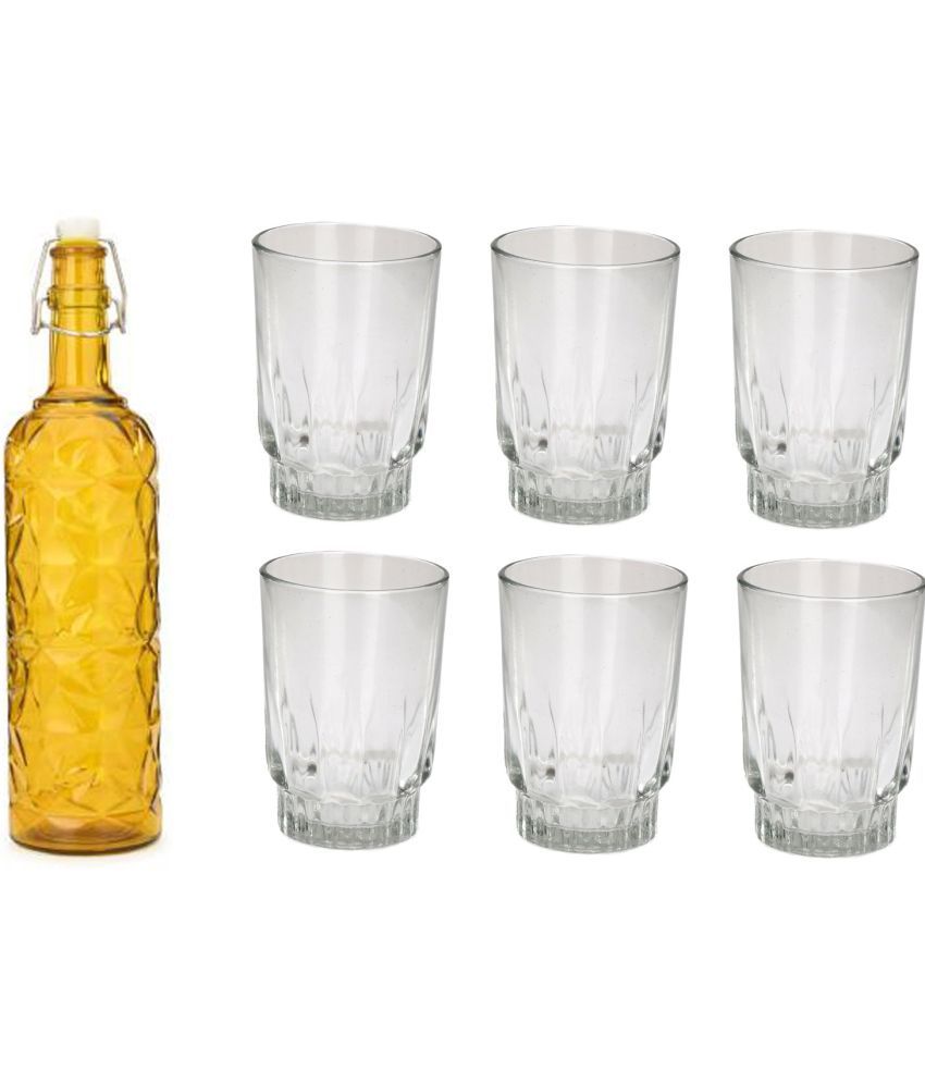     			Somil - Glass & Bottle Drinks Serving Lemon Set Yellow Water Bottle 1000 mL ( Set of 1 )