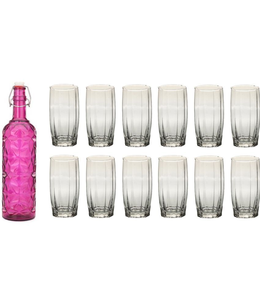     			Somil - Glass & Bottle Drinks Serving Lemon Set Pink Water Bottle 1000 mL ( Set of 1 )