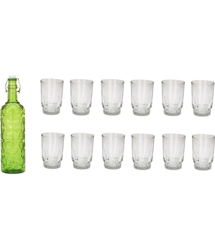     			Somil - Glass & Bottle Drinks Serving Lemon Set Green Water Bottle 1000 mL ( Set of 1 )