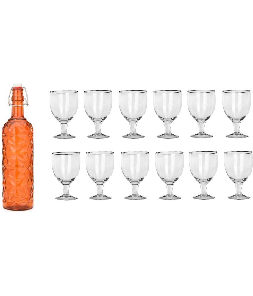     			Somil - Glass & Bottle Drinks Serving Lemon Set Orange Water Bottle 1000 mL ( Set of 1 )