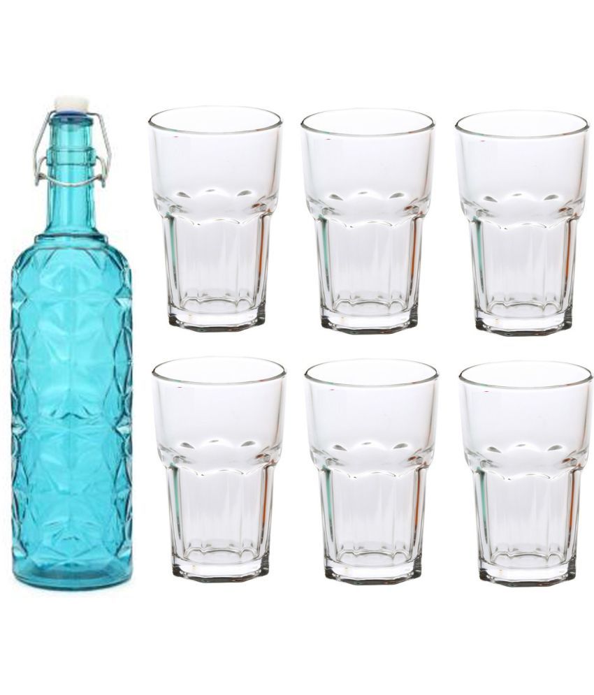     			Somil - Glass & Bottle Drinks Serving Lemon Set Blue Water Bottle 1000 mL ( Set of 1 )