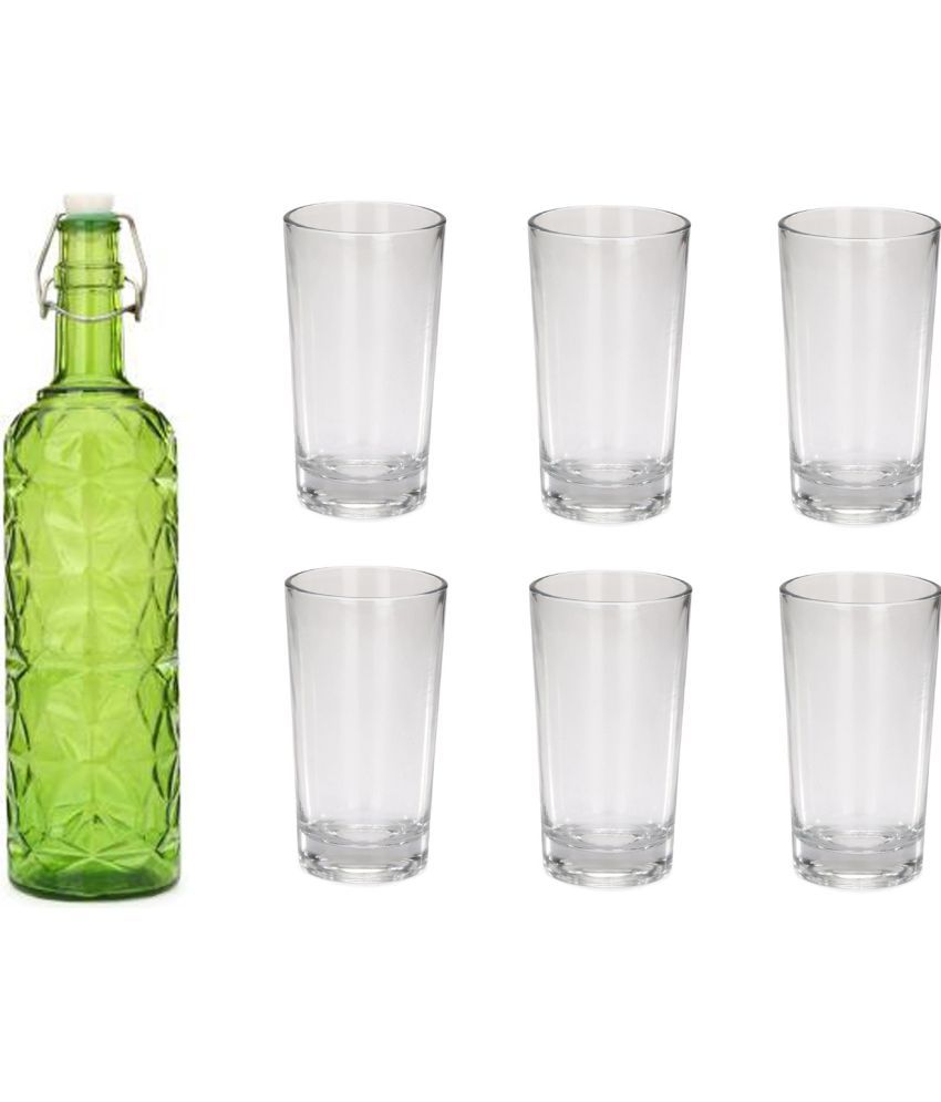     			Somil - Glass & Bottle Drinks Serving Lemon Set Green Water Bottle 1000 mL ( Set of 1 )