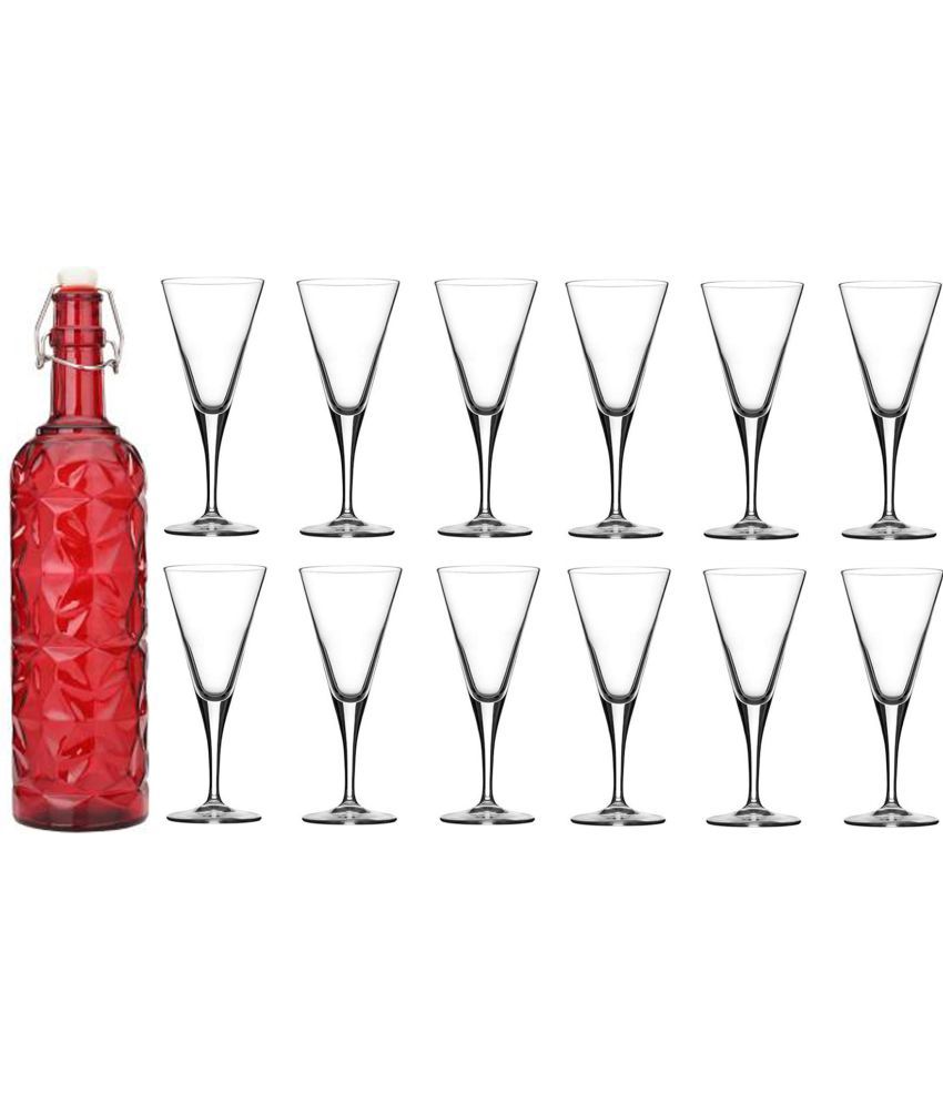     			Somil - Glass & Bottle Drinks Serving Lemon Set Red Water Bottle 1000 mL ( Set of 1 )