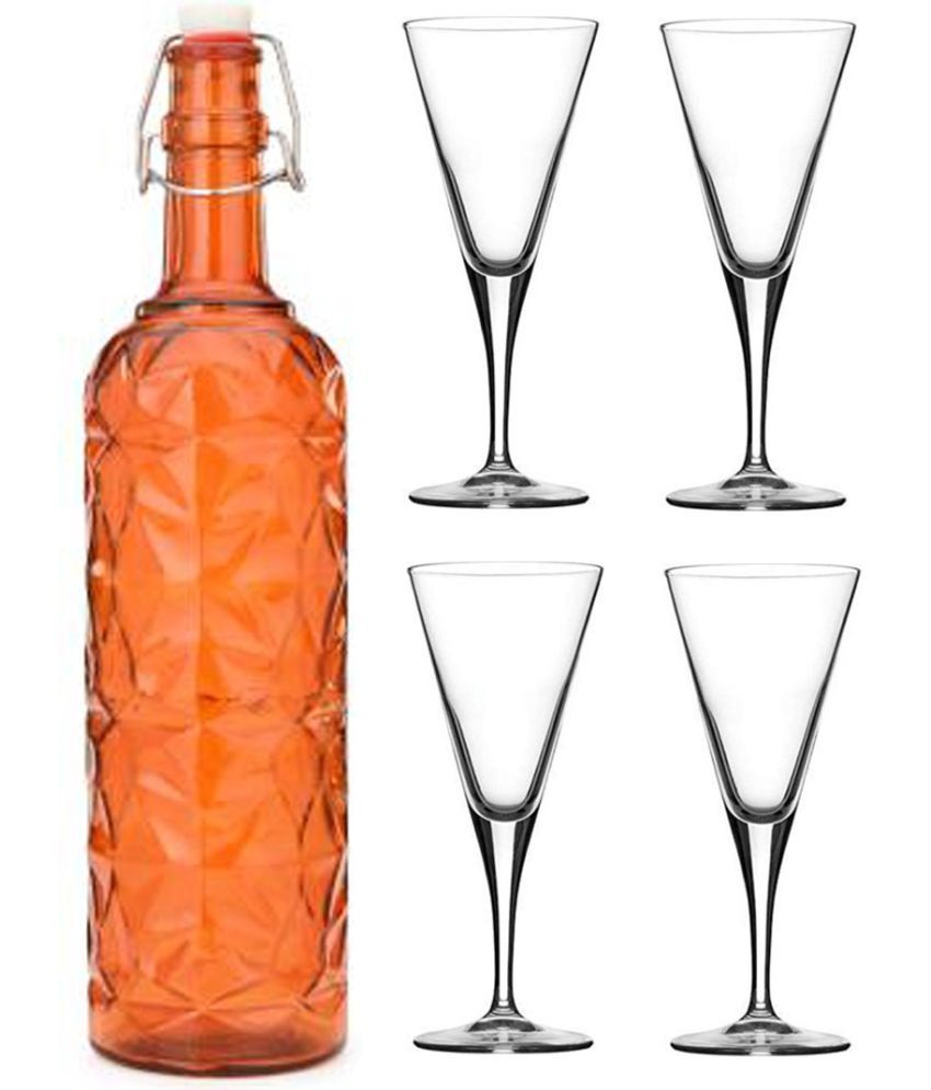     			Somil - Glass & Bottle Drinks Serving Lemon Set Orange Water Bottle 1000 mL ( Set of 1 )