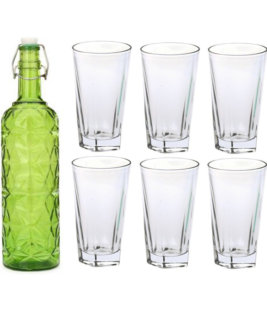     			Somil - Glass & Bottle Drinks Serving Lemon Set Green Water Bottle 1000 mL ( Set of 1 )