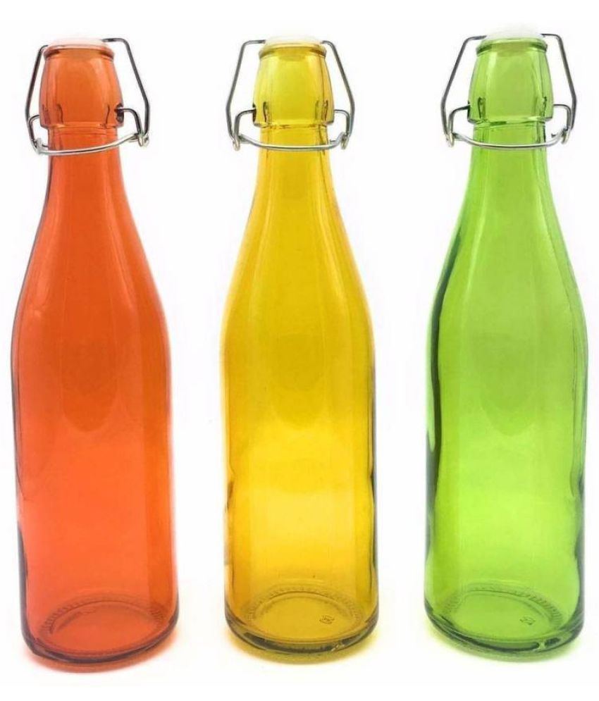     			Somil - Stylish Kitchen Storage & Serving Glass Bottle Multicolour Water Bottle 1000 mL ( Set of 3 )