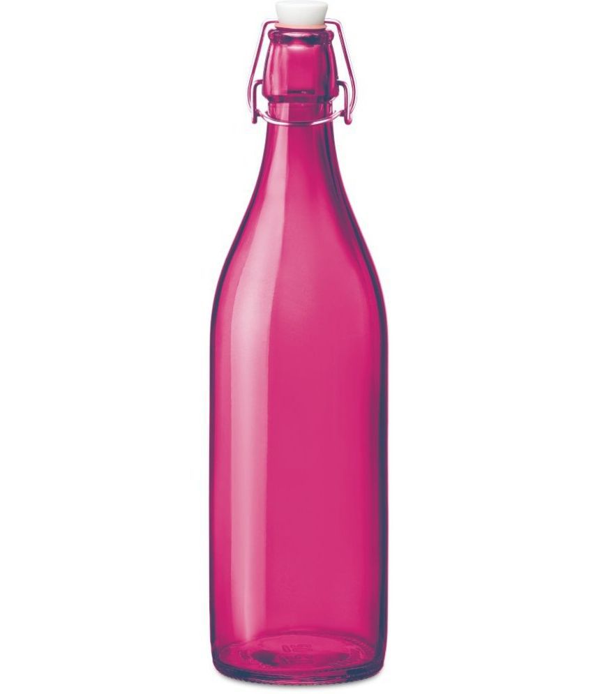     			Somil - Stylish Kitchen Storage & Serving Glass Bottle Pink Water Bottle 1000 mL ( Set of 1 )