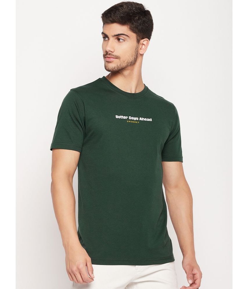     			UNIBERRY - Olive Green Cotton Blend Regular Fit Men's T-Shirt ( Pack of 1 )