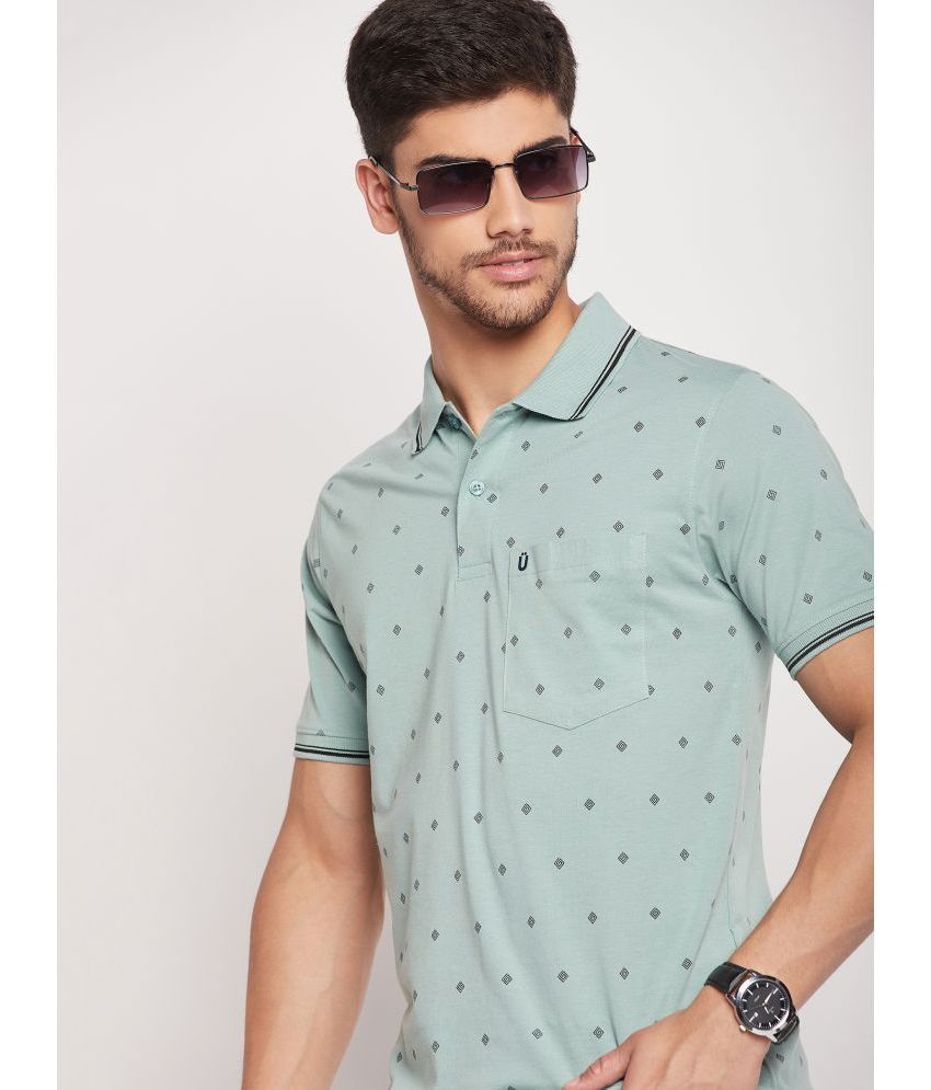     			UNIBERRY - Sea Green Cotton Blend Regular Fit Men's Polo T Shirt ( Pack of 1 )