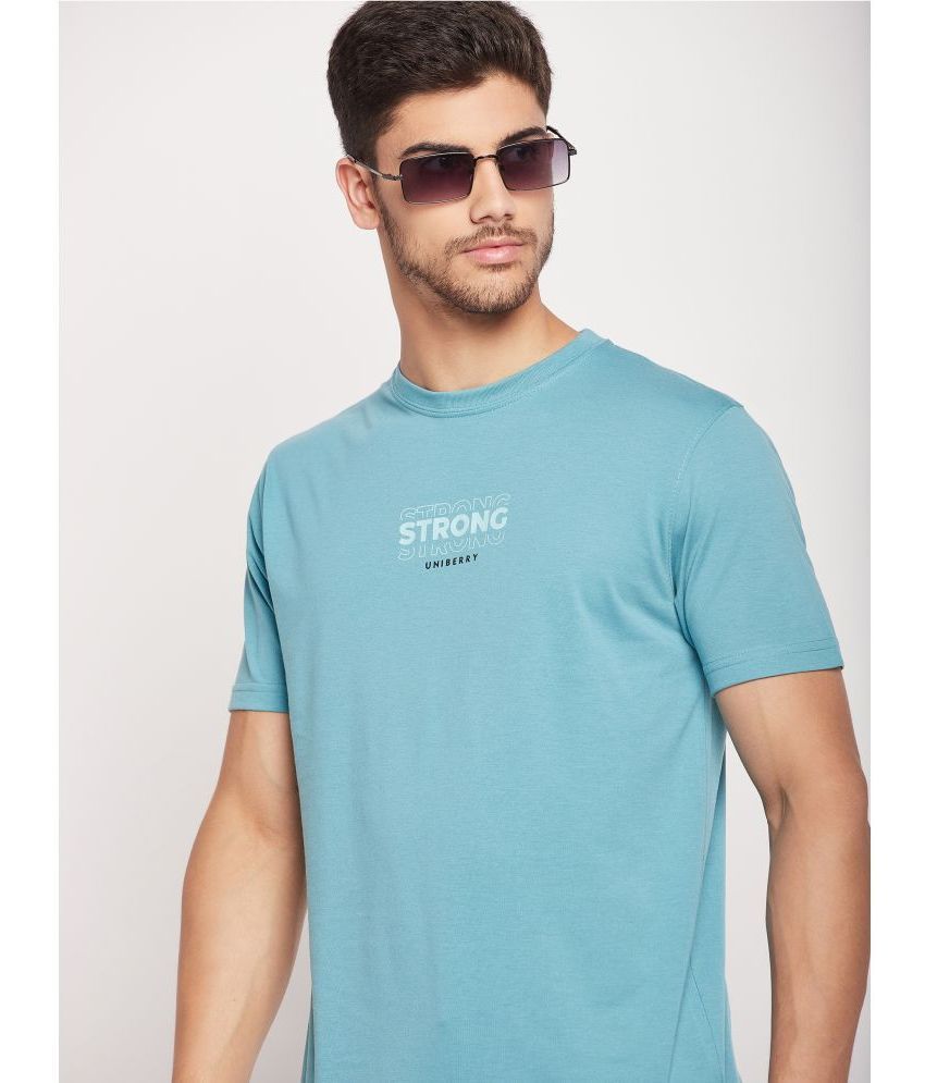     			UNIBERRY - Turquoise Cotton Blend Regular Fit Men's T-Shirt ( Pack of 1 )