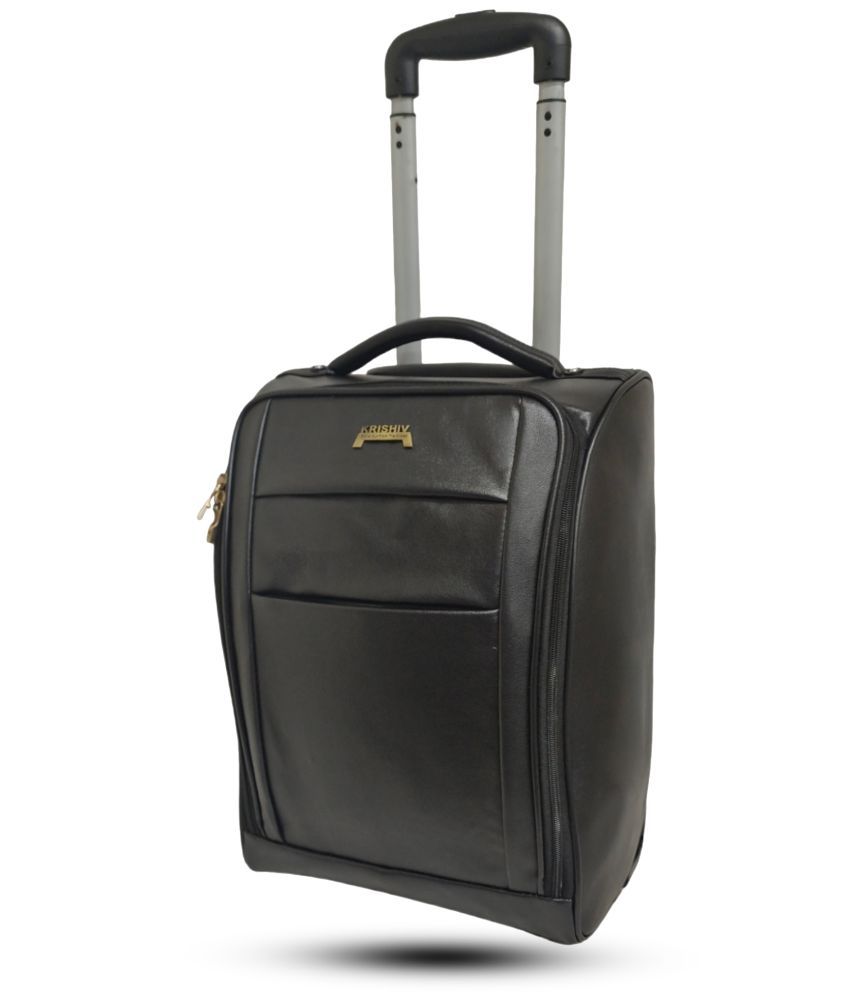     			krishiv Black S (Below 60cm) Cabin Soft PU Trolley Bag Luggage