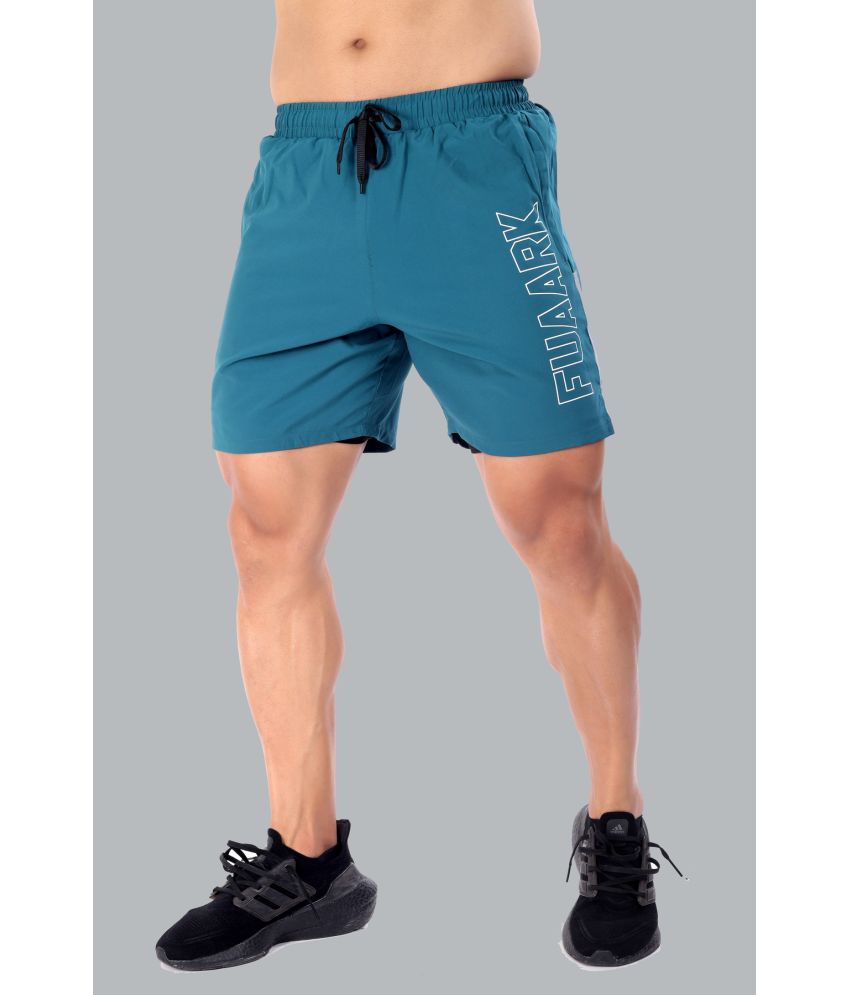     			Fuaark - Teal Polyester Lycra Men's Gym Shorts ( Pack of 1 )
