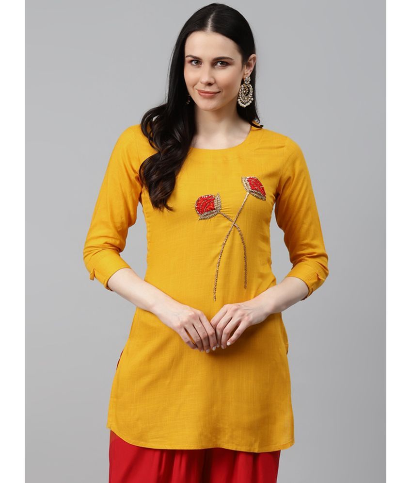     			JC4U - Mustard Rayon Women's Straight Kurti ( Pack of 1 )