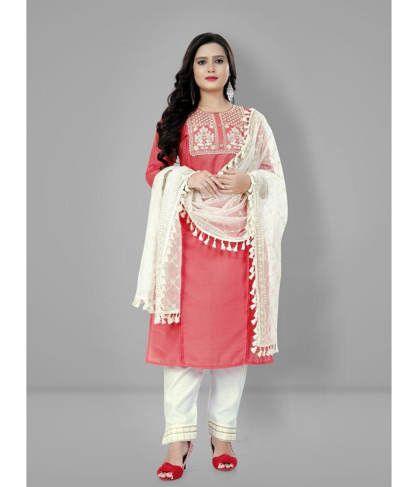     			Lerkiza - Pink Straight Cotton Women's Stitched Salwar Suit ( Pack of 1 )