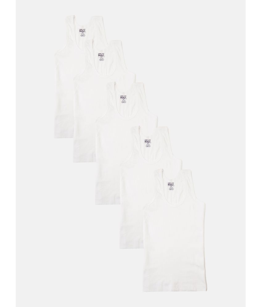     			Lux Cozi - White Cotton Solid Boys Vest ( Pack of 5 )