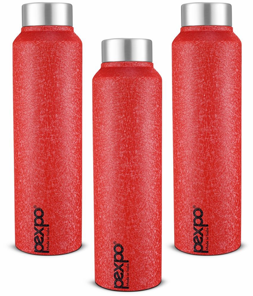     			PEXPO 750 ml Stainless Steel Fridge Water Bottle (Set of 3, Red, Chromo)
