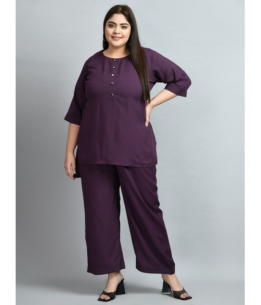     			PrettyPlus by Desinoor - Wine Straight Rayon Women's Stitched Salwar Suit ( Pack of 1 )
