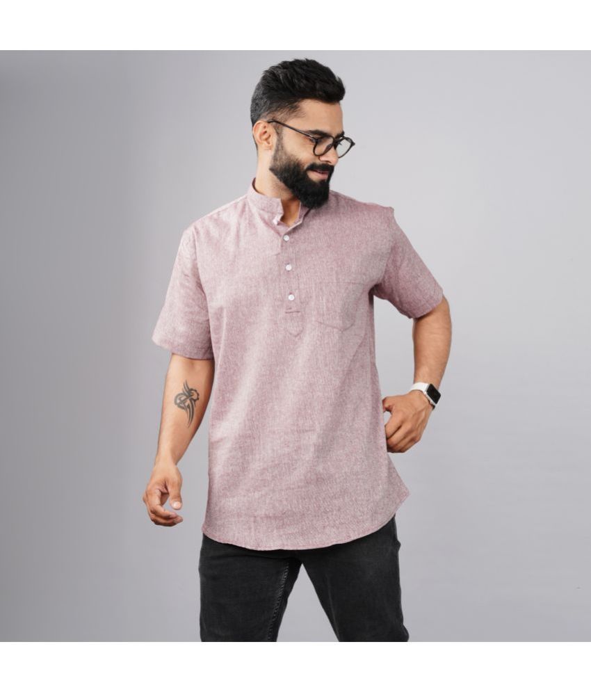     			QuaClo - Pink Cotton Men's Shirt Style Kurta ( Pack of 1 )