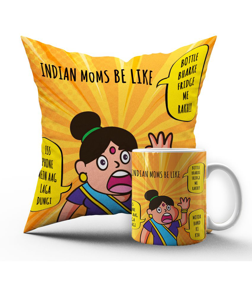     			Royals of Sawaigarh - Multicolor Ceramic,Polyester Gifting Combo- Mug With Filled Cusion Cover for Mothers Day