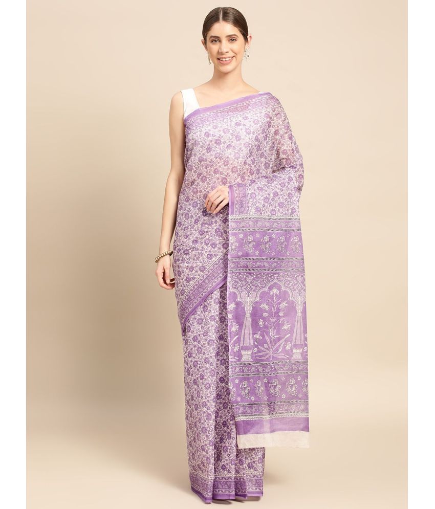     			SHANVIKA - Lavender Cotton Saree Without Blouse Piece ( Pack of 1 )