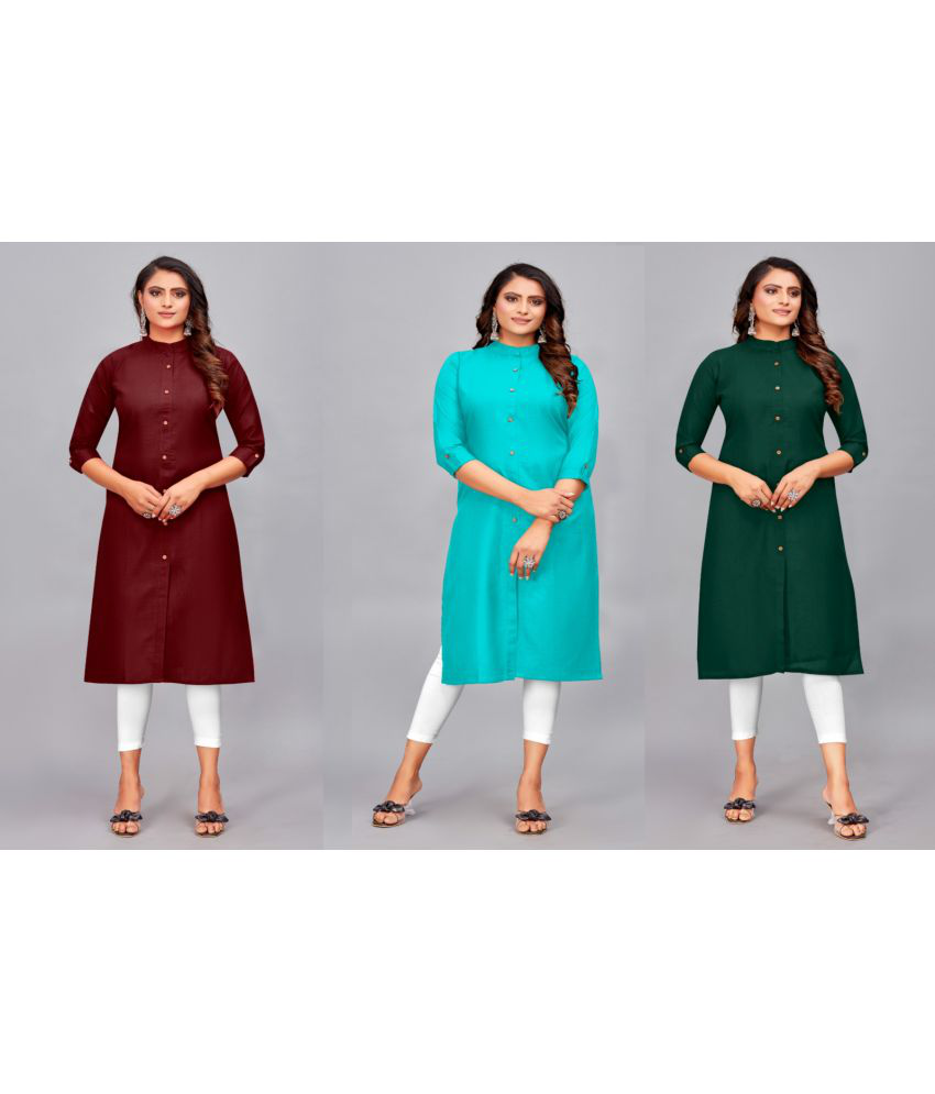     			SVG - Multicolor Cotton Women's Straight Kurti ( Pack of 3 )