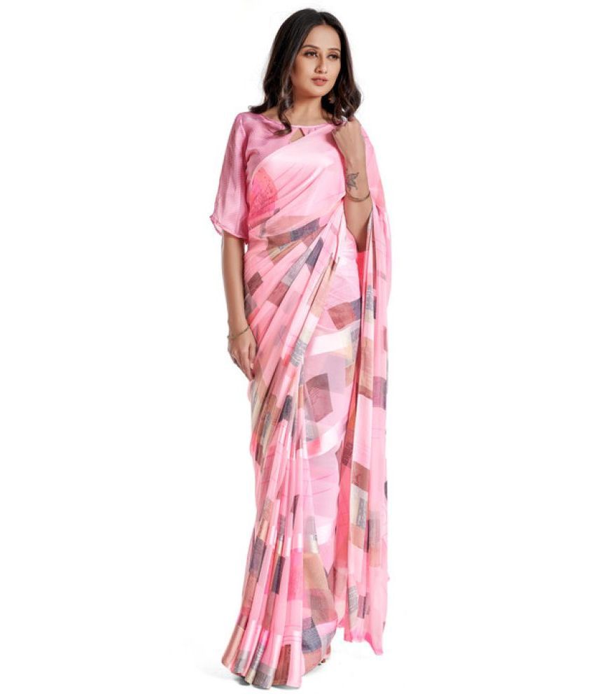     			Sanwariya Silk - Pink Georgette Saree With Blouse Piece ( Pack of 1 )