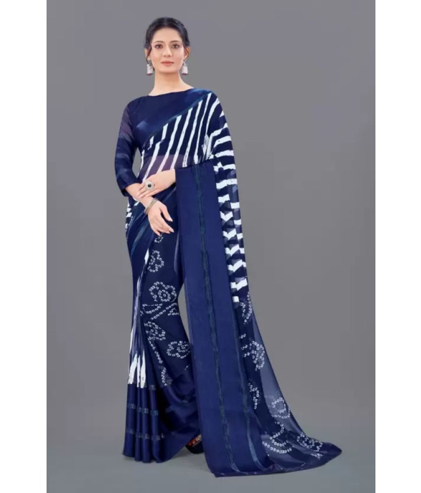     			Sanwariya Silks - Blue Georgette Saree With Blouse Piece ( Pack of 1 )