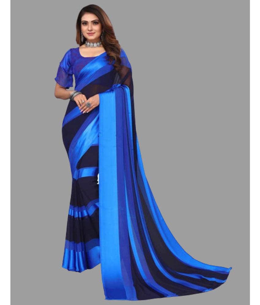     			Sitanjali - Blue Georgette Saree With Blouse Piece ( Pack of 1 )