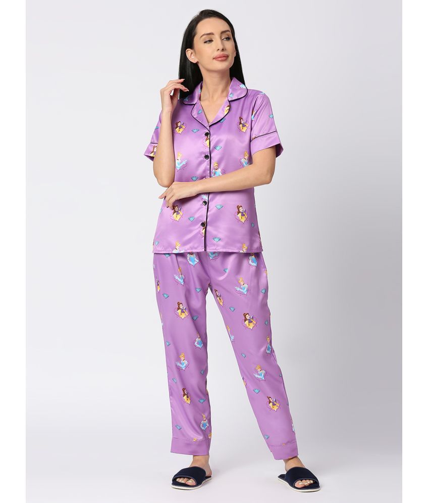     			Smarty Pants - Lavender Satin Women's Nightwear Nightsuit Sets ( Pack of 1 )