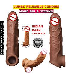6.75 Inch INDIAN DARK CHOCOLATE JUMBO REUSABLE CONDOM WASHABLE PENIS EXTENDER CONDOM
